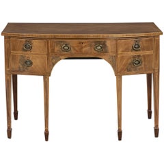 Small George III Sheraton Period Inlaid Mahogany Bow-Fronted Sideboard