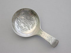 Small George III Silver Bright-Cut Caddy Spoon, by Joseph Willmore, Birmingham