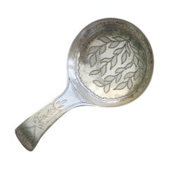 Antique Small George III Silver Bright-Cut Caddy Spoon, by Joseph Willmore, Birmingham