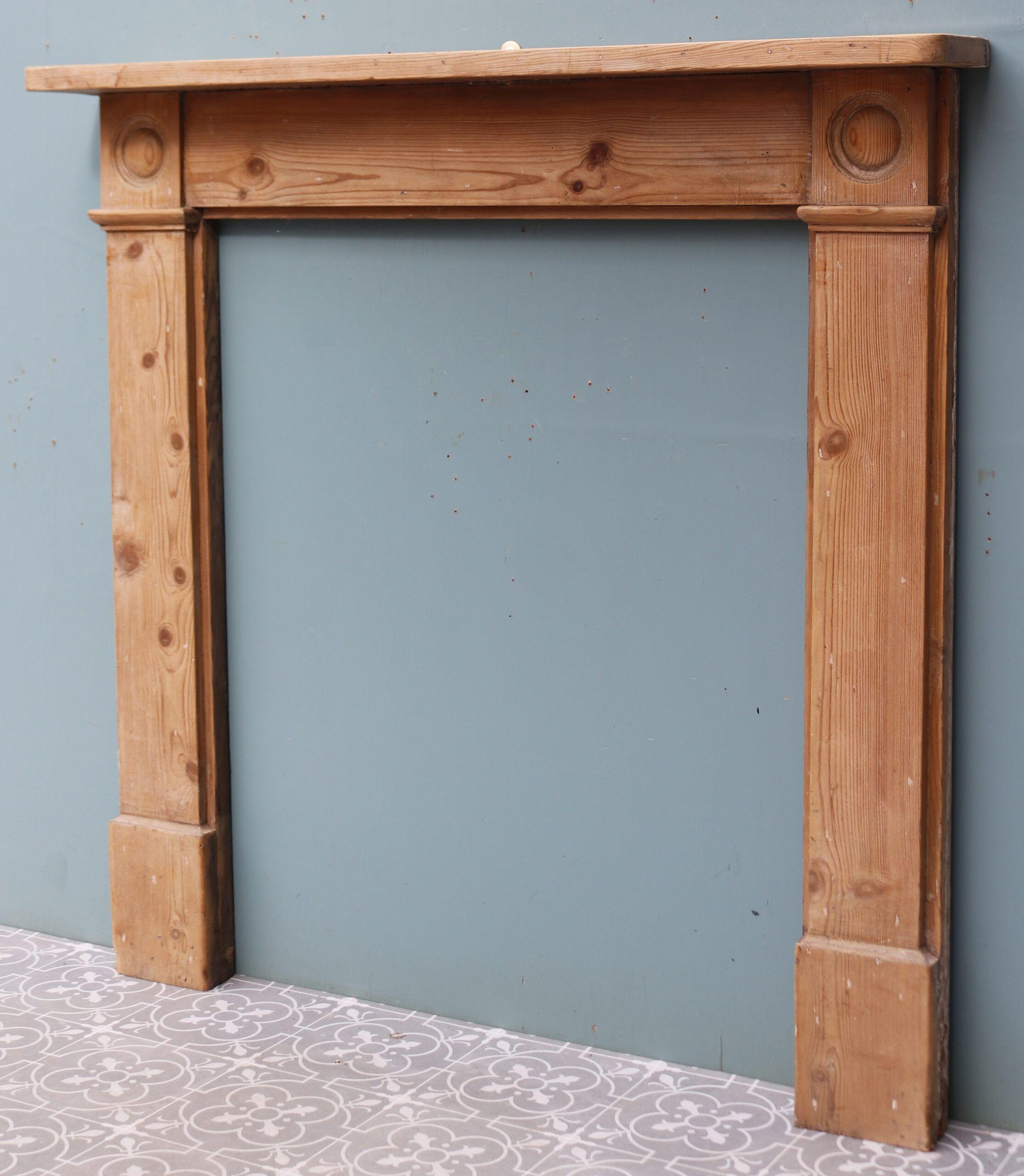 Small Georgian Bulls-Eye fireplace. A late Georgian Bulls-eye style fire surround in Pine.



Additional Dimensions

Opening height 92 cm

Opening width 76 cm

Across the foot blocks 104 cm.