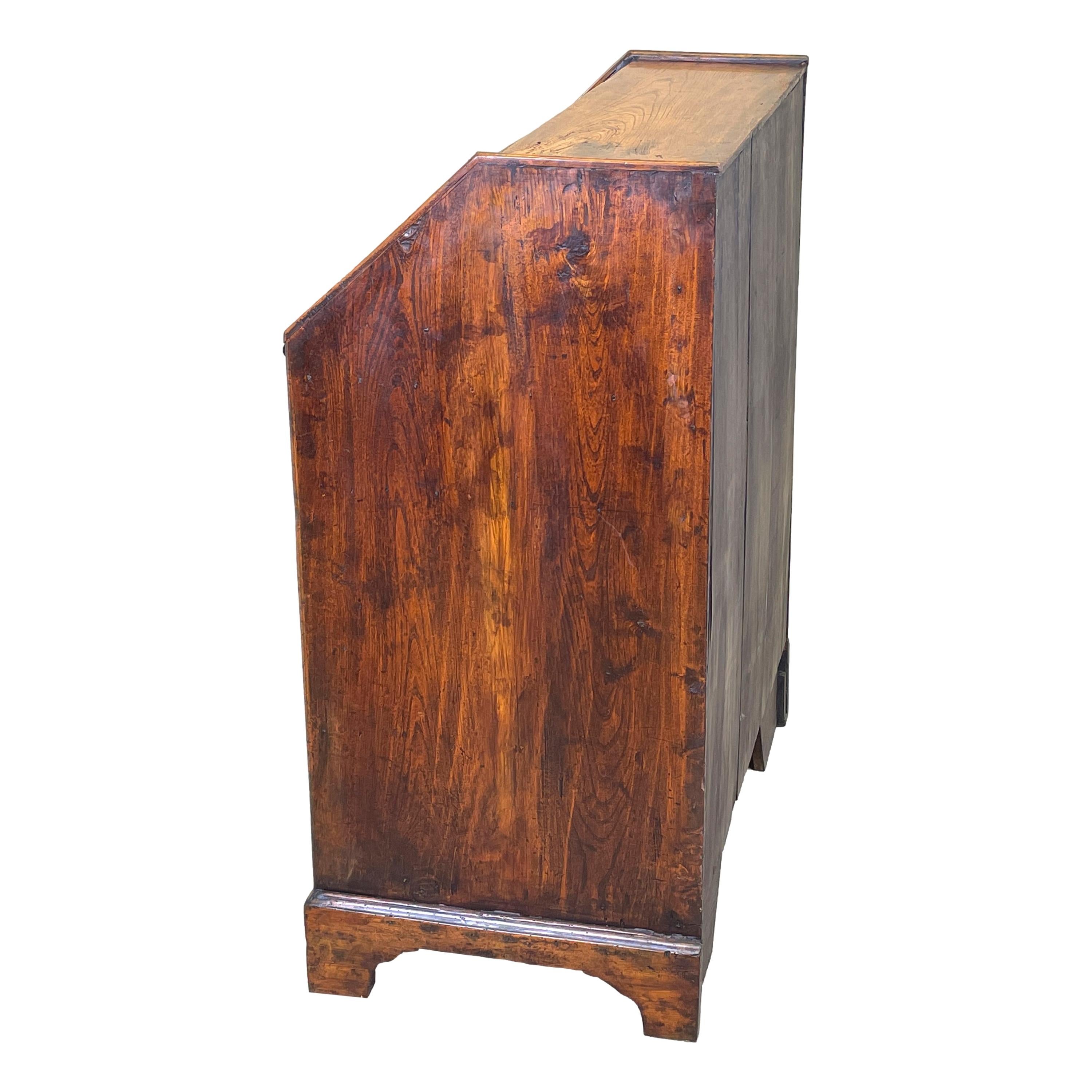 English Small Georgian Elm Bureau For Sale