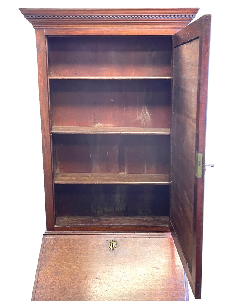 Small Georgian Mahogany Bureau Bookcase In Good Condition For Sale In Bedfordshire, GB
