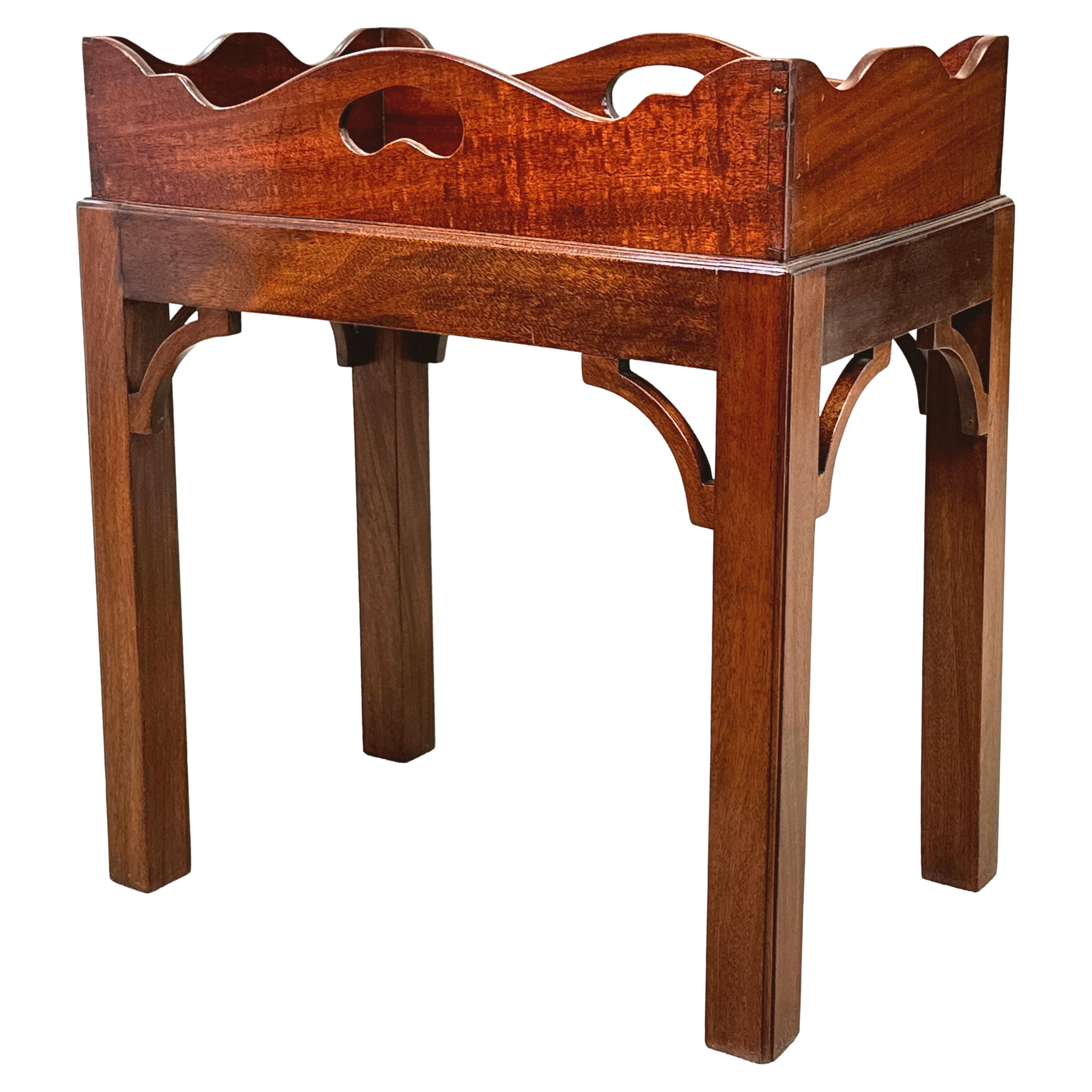 Small Georgian Mahogany Butlers Tray on Stand
