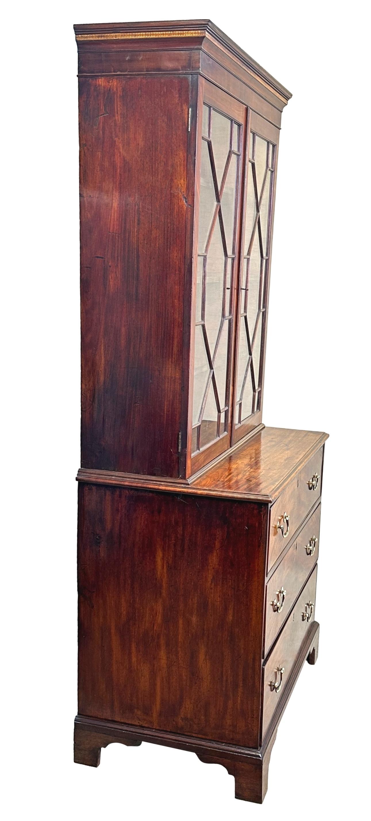 Chippendale Small Georgian Mahogany Secretaire Bookcase
