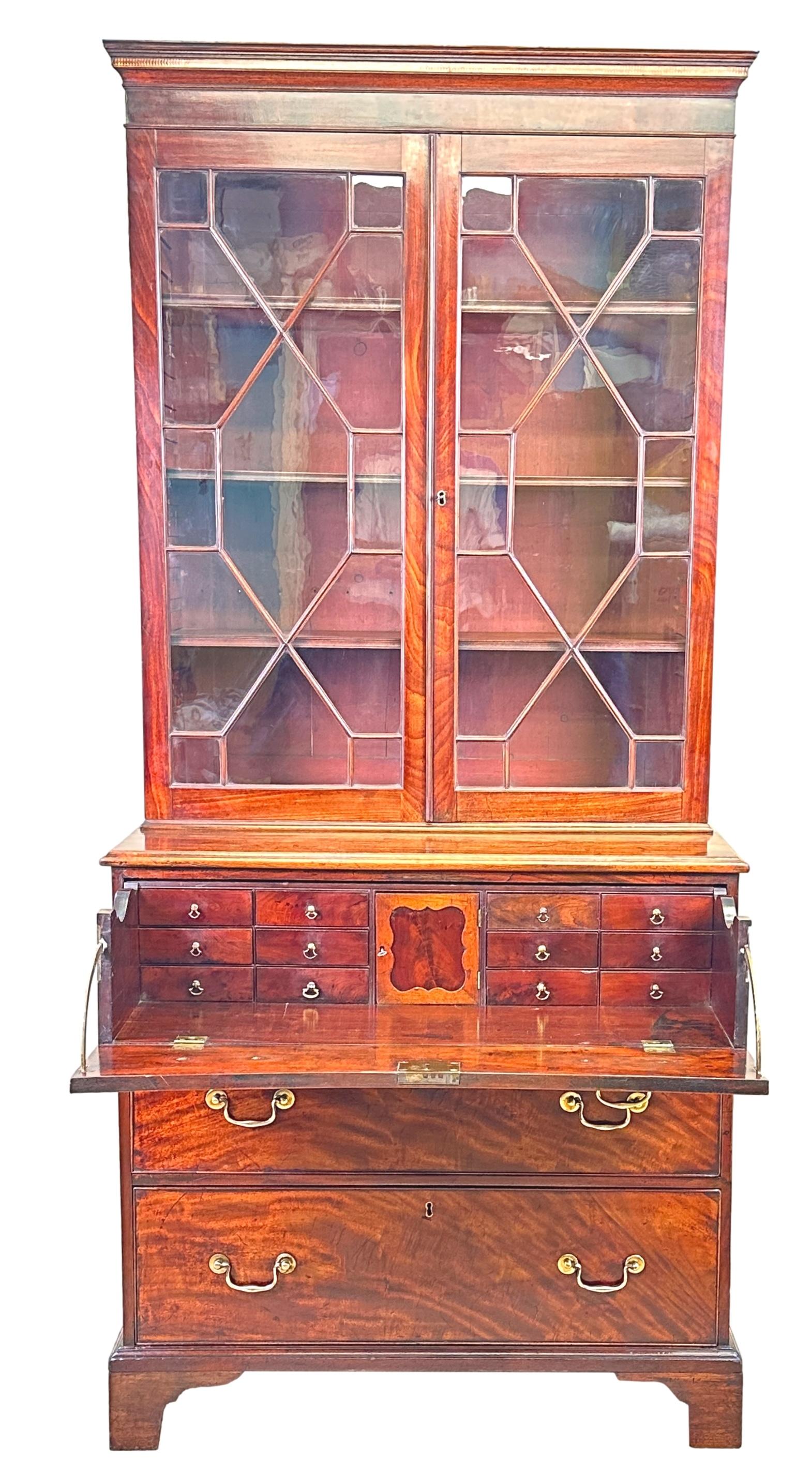 English Small Georgian Mahogany Secretaire Bookcase
