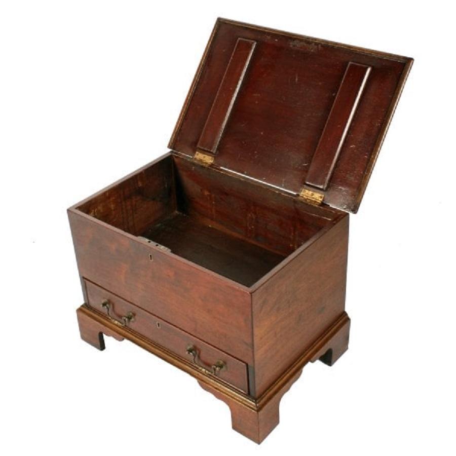 A 19th century Georgian style mahogany box with a single drawer.

The box is made out of period timbers with a hinged lid that has a moulded edge.

The drawer is mahogany lined and has a cock beaded edge and a brass swan neck handle.

The box