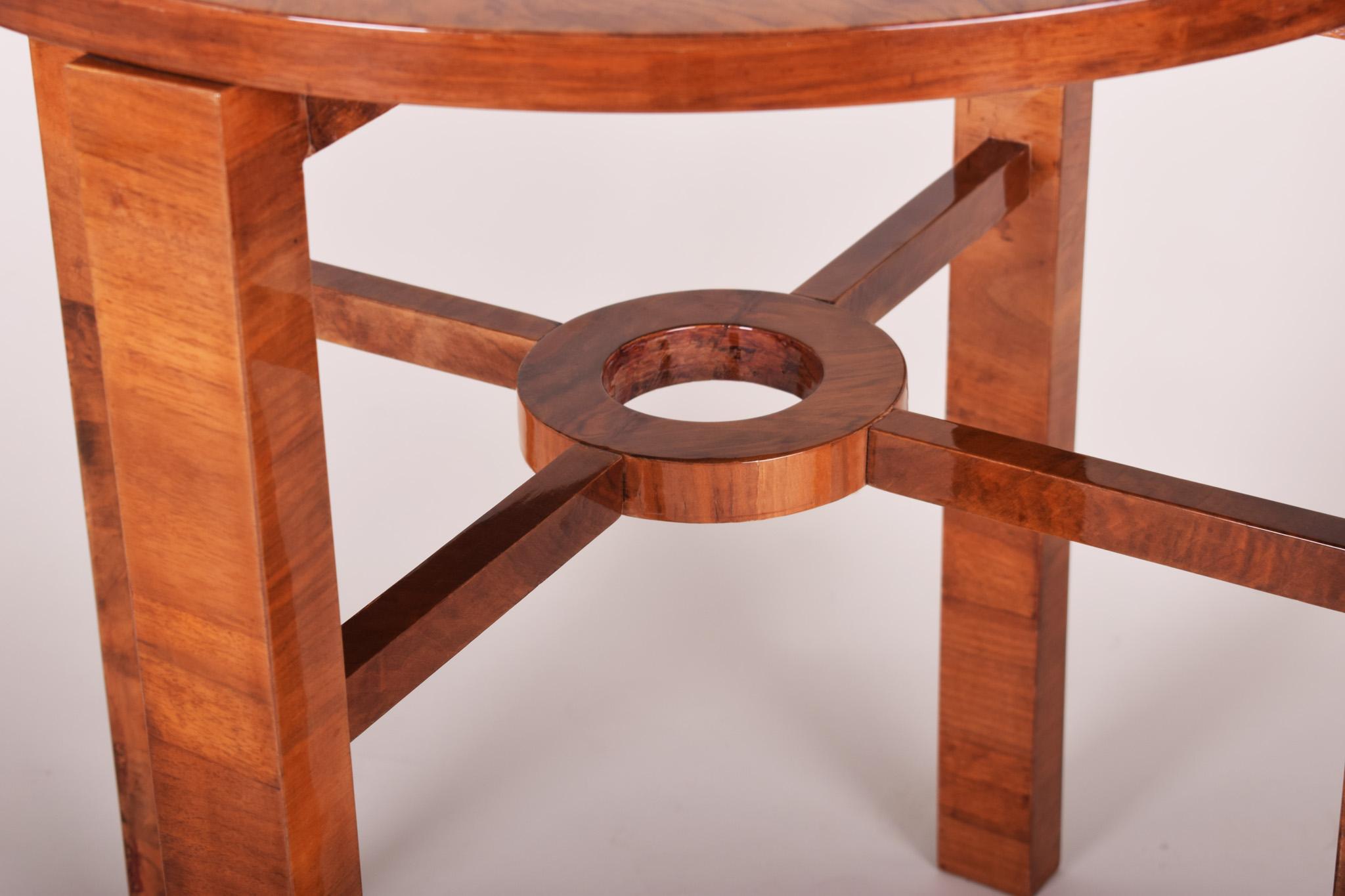 Mid-20th Century Small German Art Deco Table, 1930s, Walnut, Fully Restored For Sale