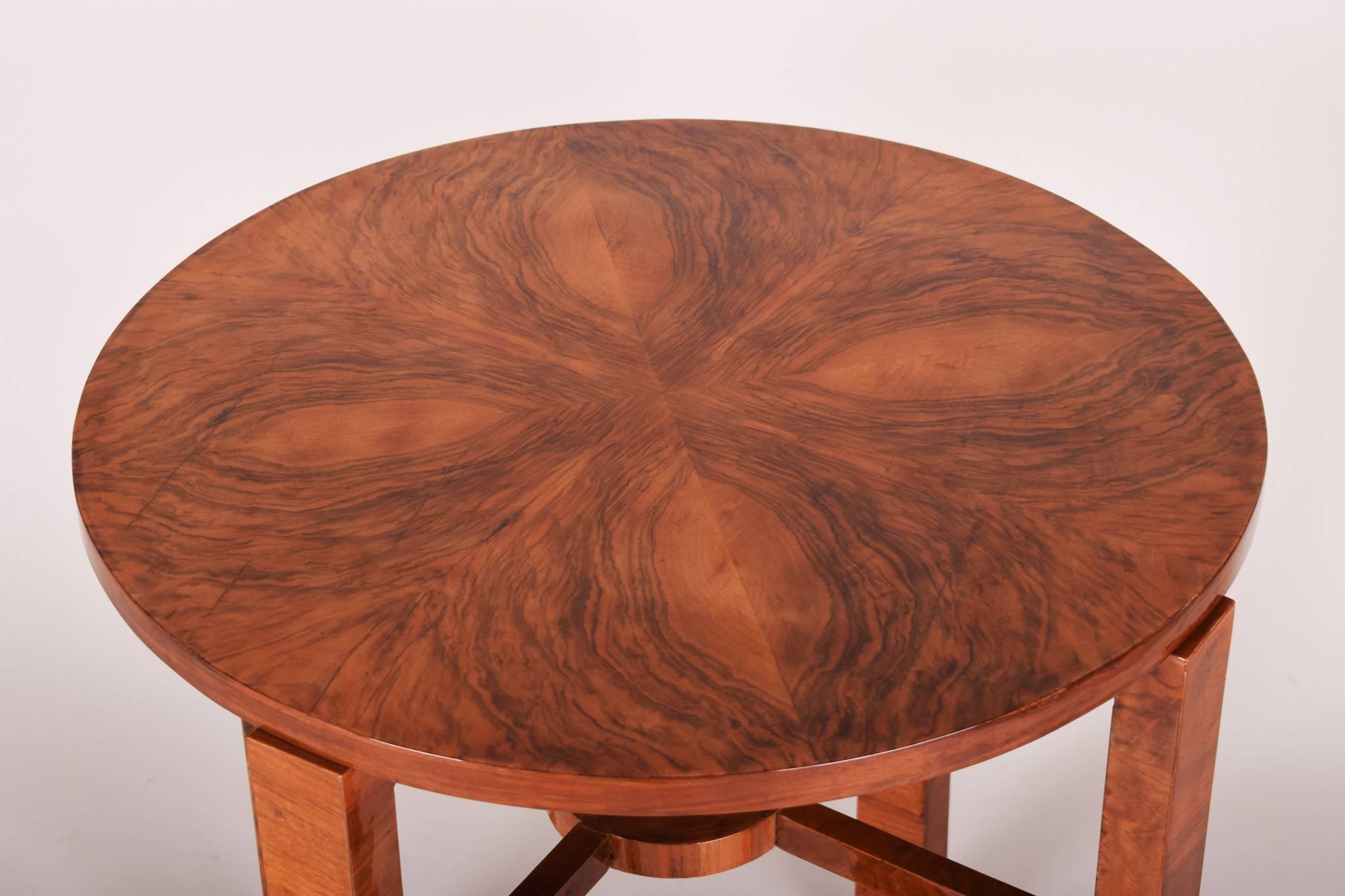 Art Deco table, German
Completely restored. 
Material: Walnut.

We guarantee safe a the cheapest air transport from Europe to the whole world within 7 days.
The price is the same as for ship transport but delivery time is really shorter.
We create a