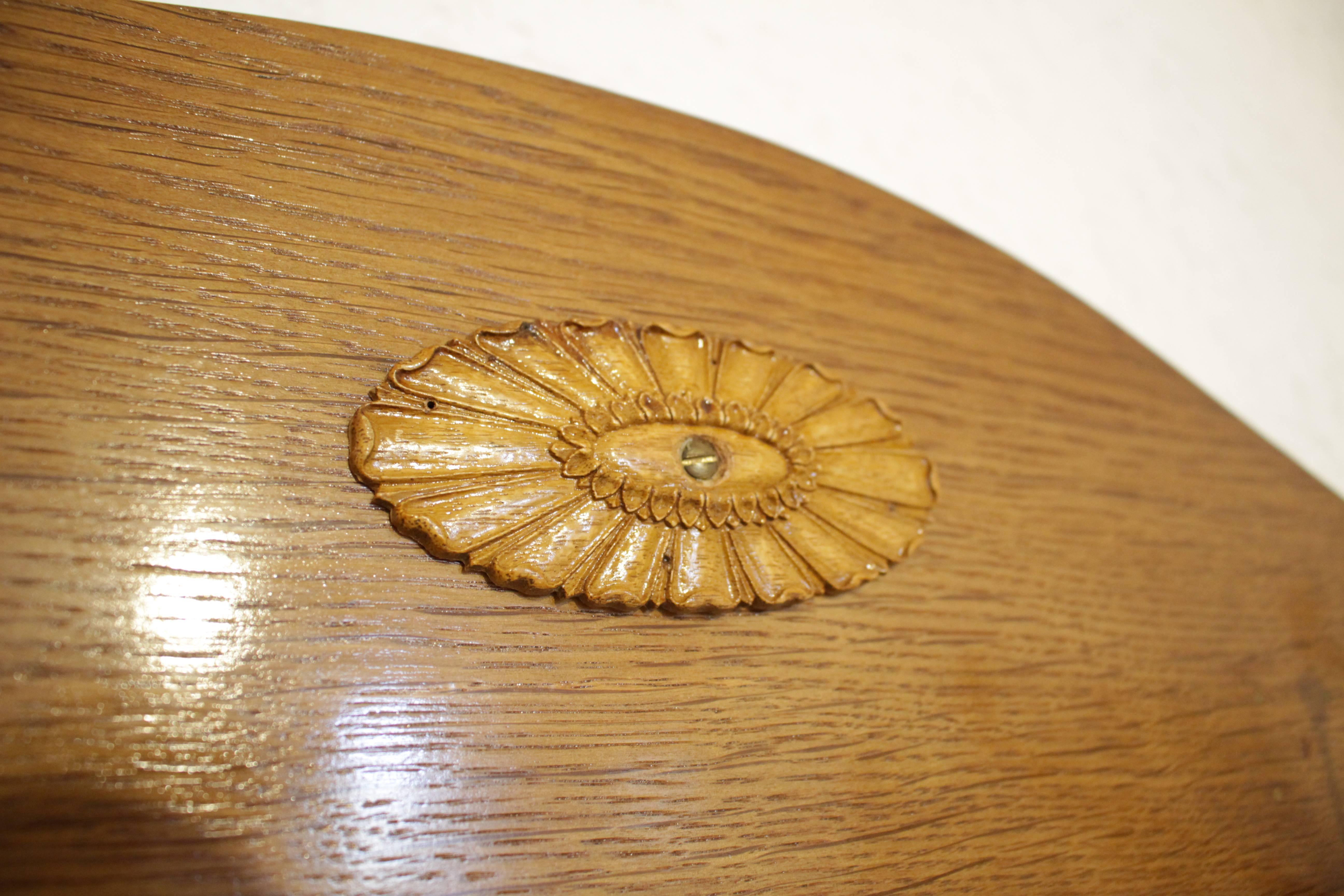 Polished Small German Art Nouveau oak-wood Wardrobe