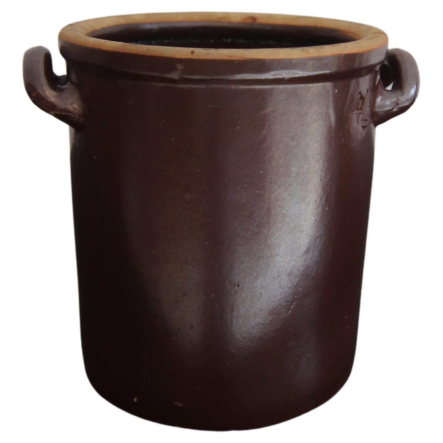 Piccolo vaso tedesco in gres marrone in vendita