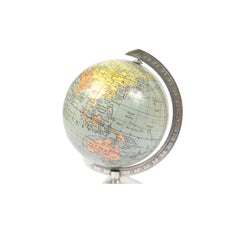 Small German Globe with Aluminium Base Made in the 1950s