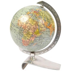 Small German Globe with Aluminium Base Made in the 1950s