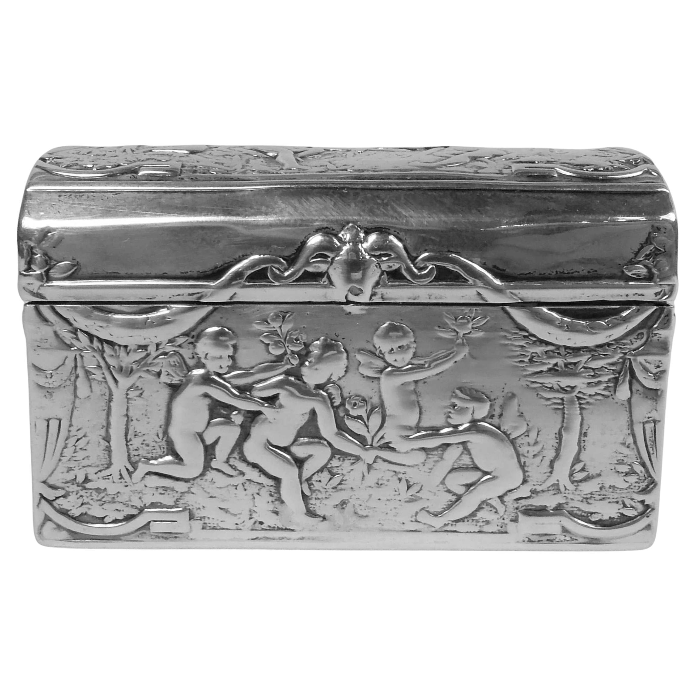 German Hanau Rococo Silver Casket Snuffbox For Sale