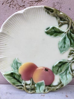 Small German Majolica Apples Plate Circa 1900