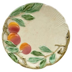 Small German Majolica Apples Plate Circa 1920