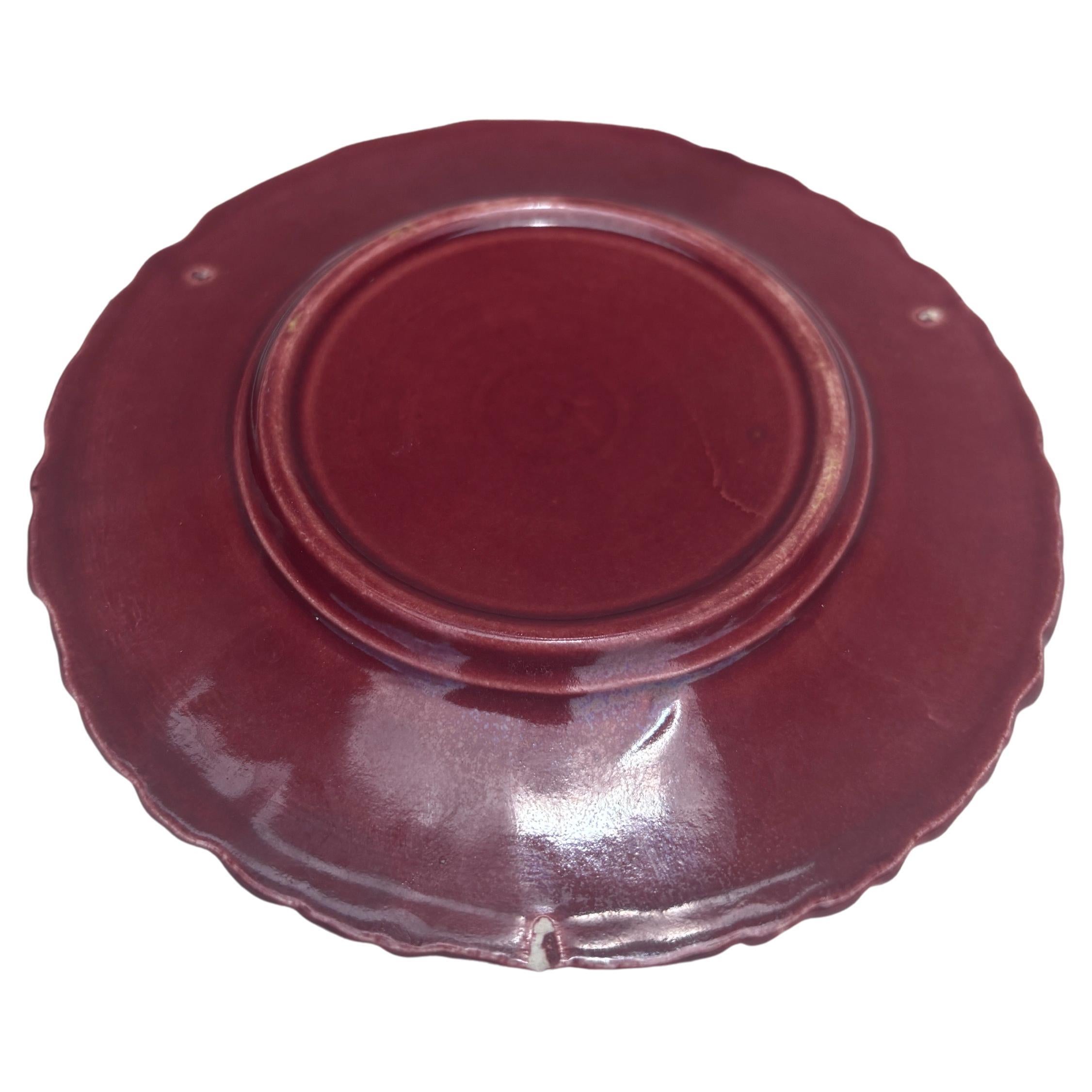 Country Small German Majolica Daisy Plate Circa 1900 in vendita