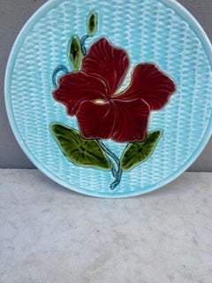 Small German Majolica Flowers Plate circa 1900