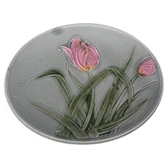 Small German Majolica Tulip Plate Circa 1900