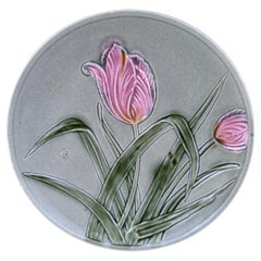 Small German Majolica Tulip Plate Circa 1900