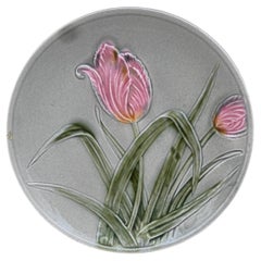 Small German Majolica Tulip Plate Circa 1900