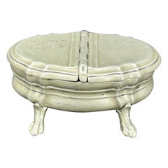 Small German Rococo Double-Lidded Pewter Saltcellar Ashtray