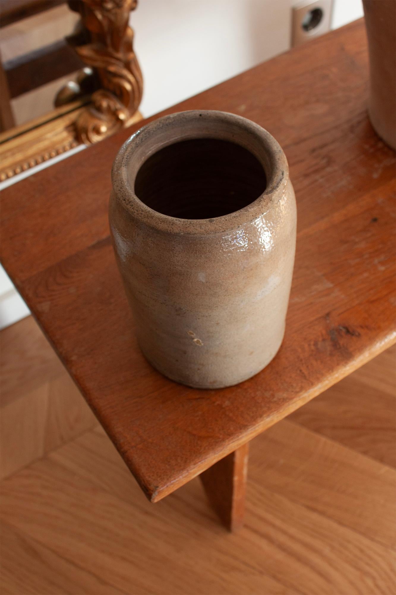 20th Century Small German Stoneware Kitchen Crock With Makers Mark For Sale