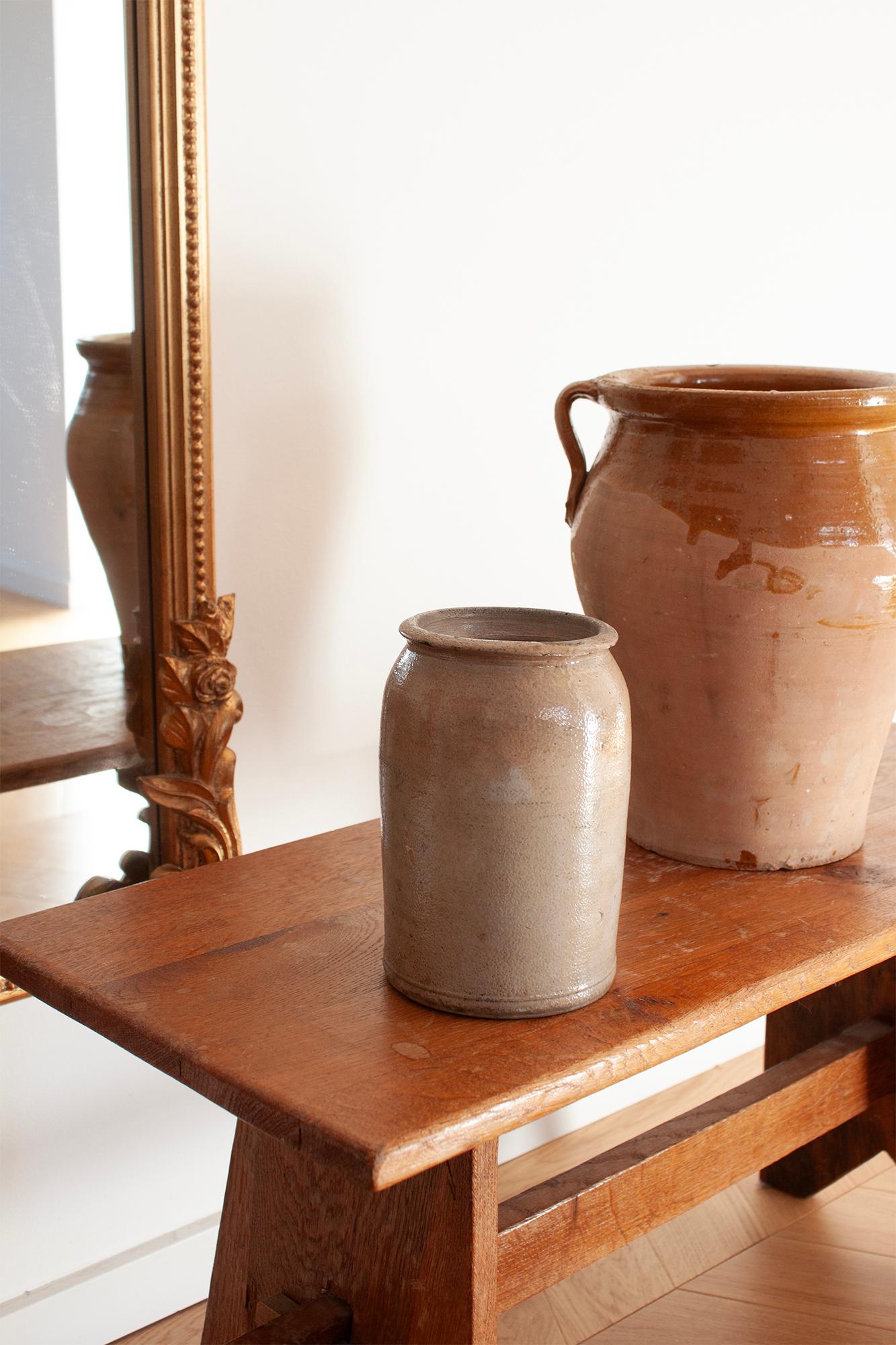 Ceramic Small German Stoneware Kitchen Crock With Makers Mark For Sale