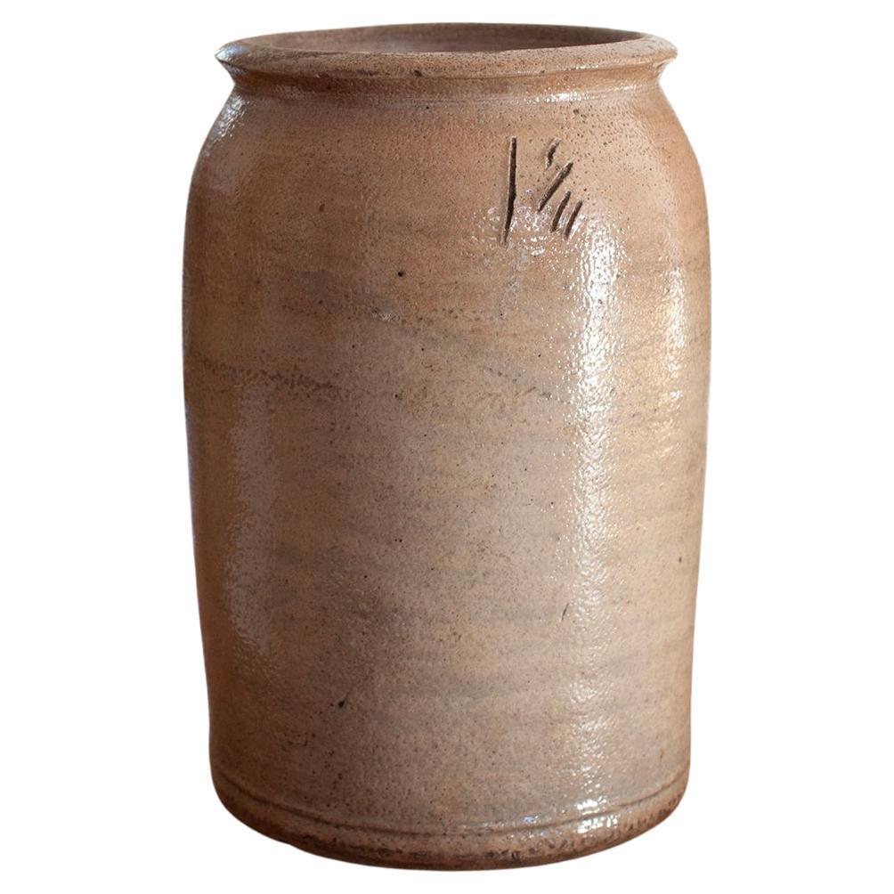 Small German Stoneware Kitchen Crock With Makers Mark For Sale