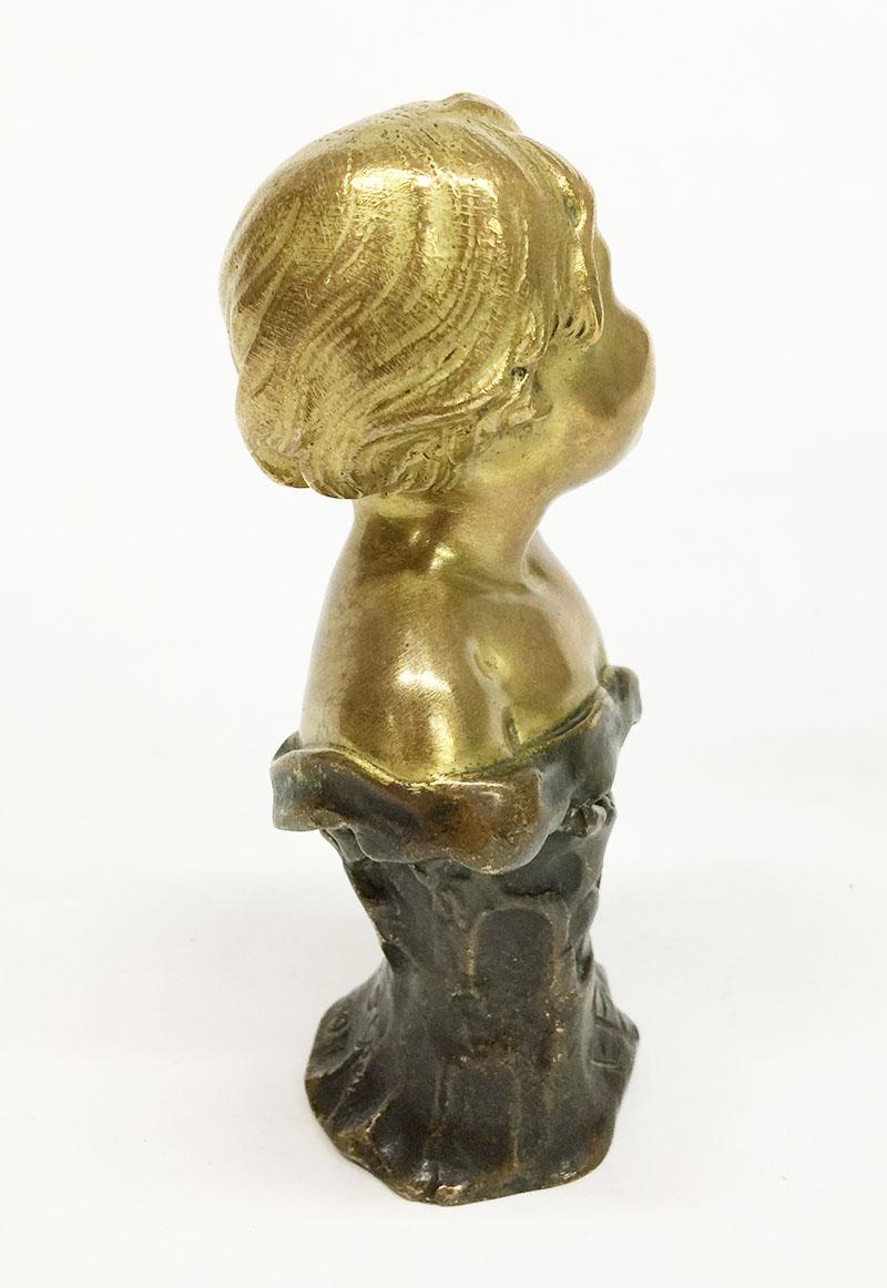 Doré Petit buste en bronze doré de René de Saint-Marceaux, 1897 en vente