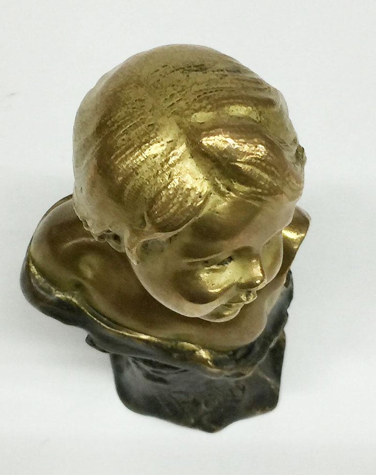 Small Gilded French Bronze Bust by Rene de Saint-Marceaux, 1897 For Sale 3