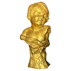 Small Gilded French Bronze Bust By René de Saint-Marceaux