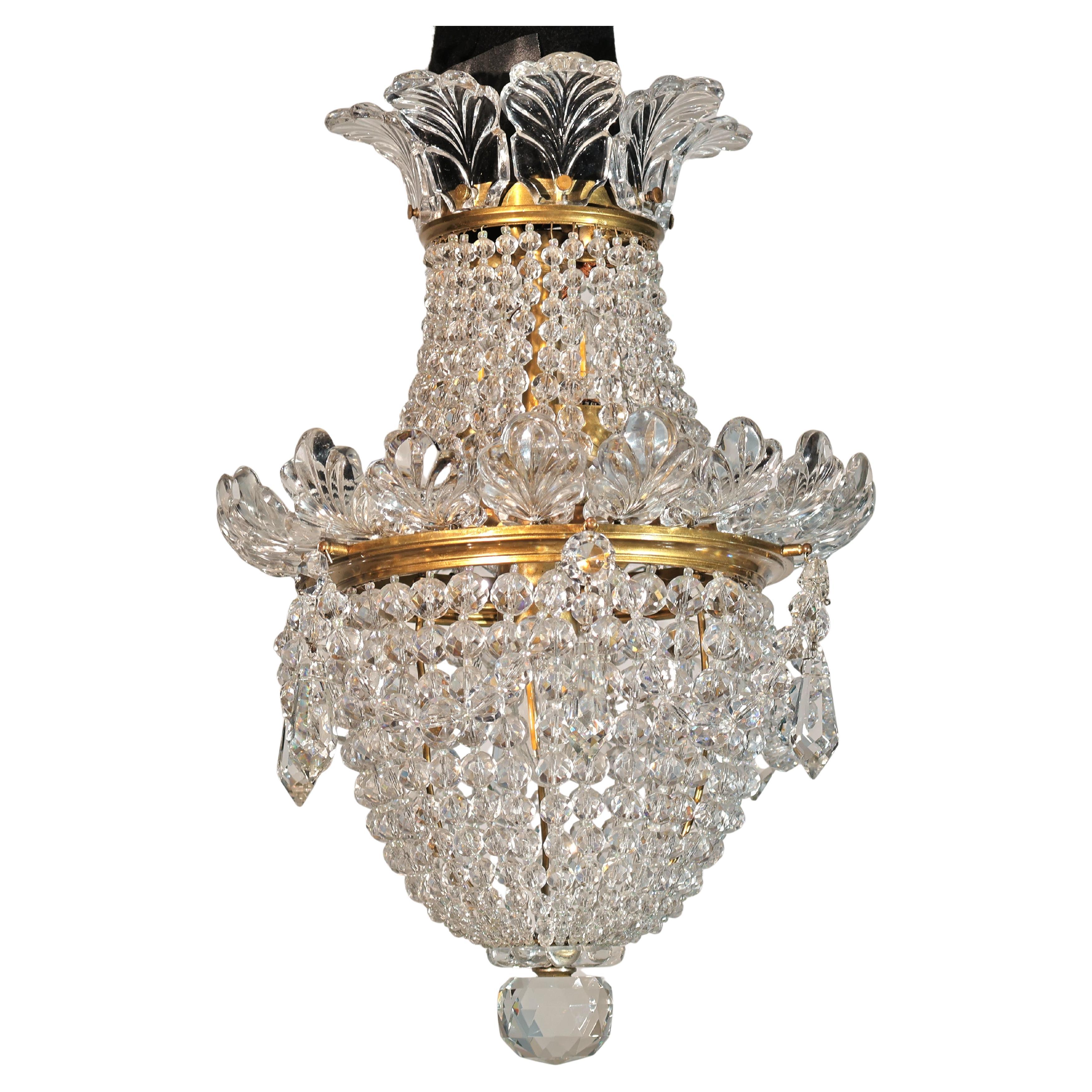 Small Gilt Bronze
Crystal Chandelier