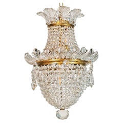 Small Gilt Bronze & Crystal Chandelier