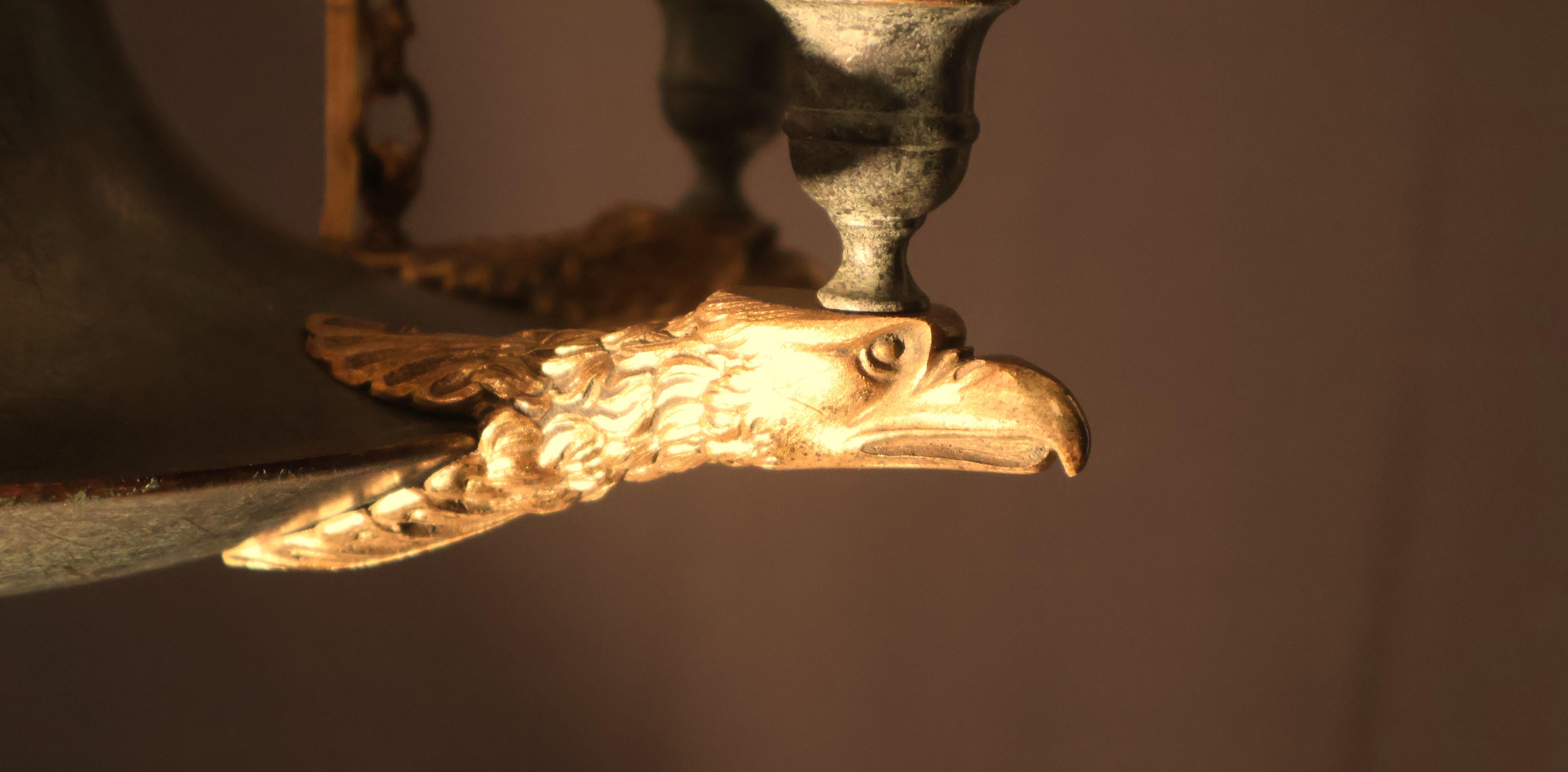 Small Gilt Bronze Empire style Chandelier In Good Condition For Sale In Atlanta, GA