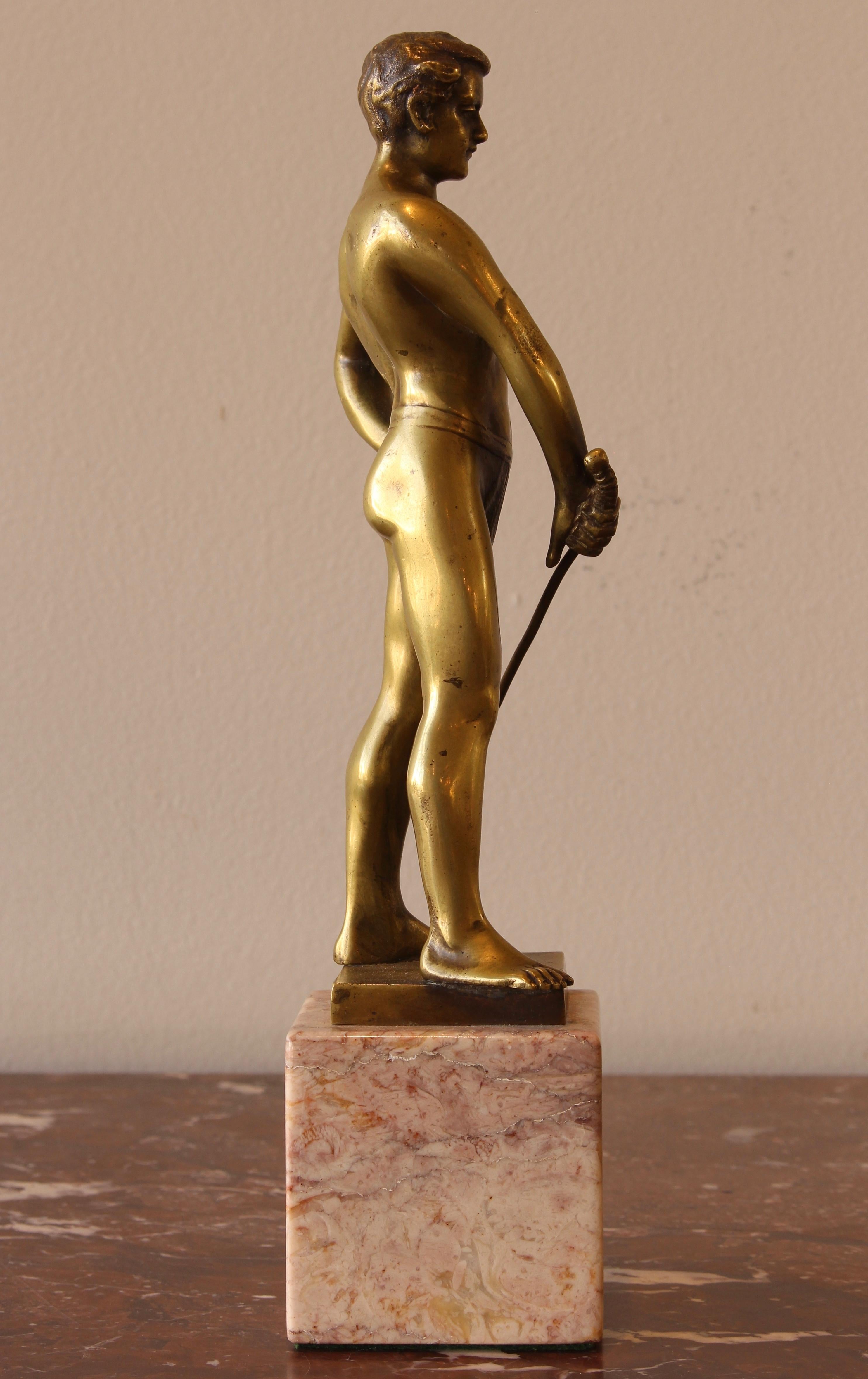 20th Century Small Gilt Bronze Sculpture of a Fencer