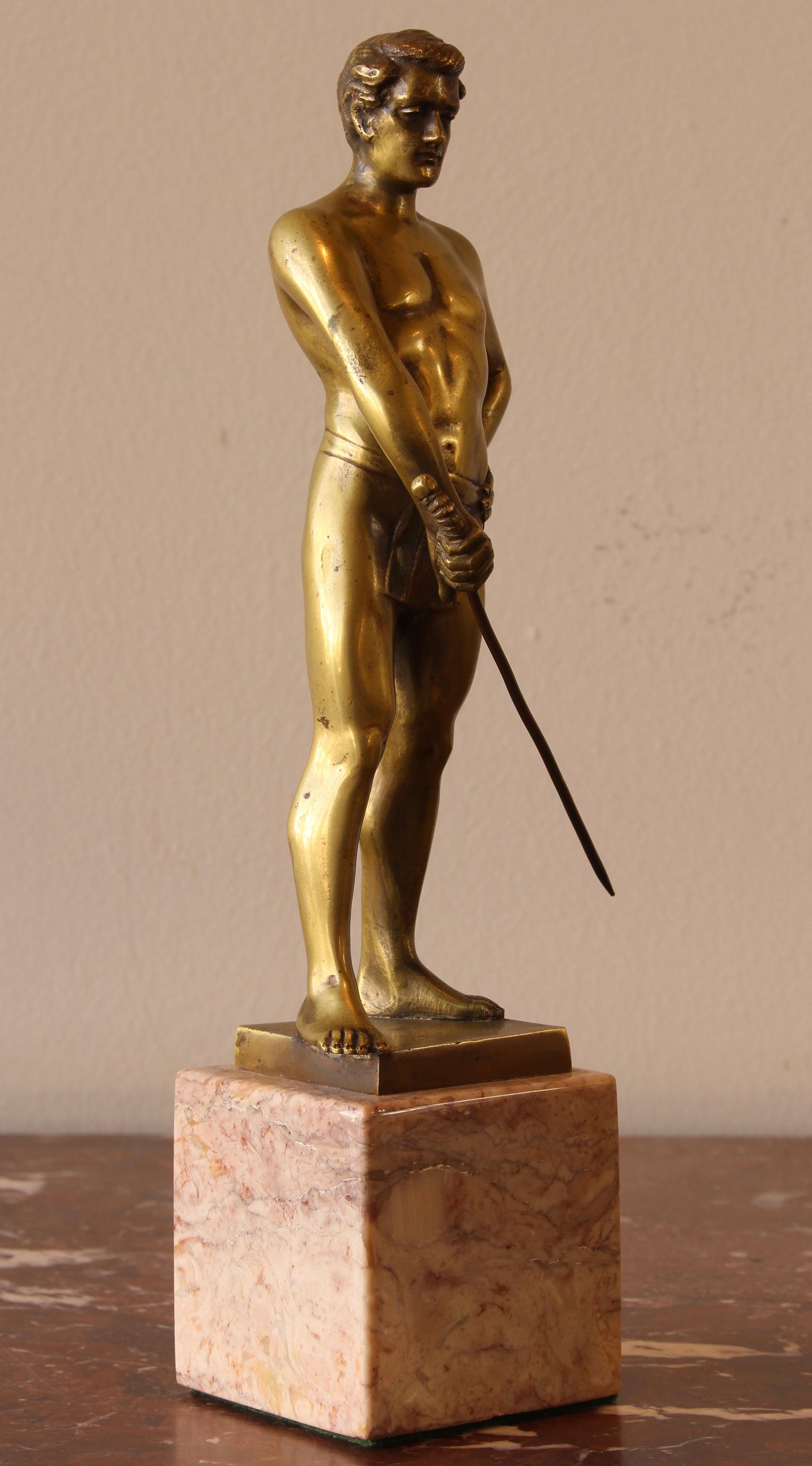Small Gilt Bronze Sculpture of a Fencer 1