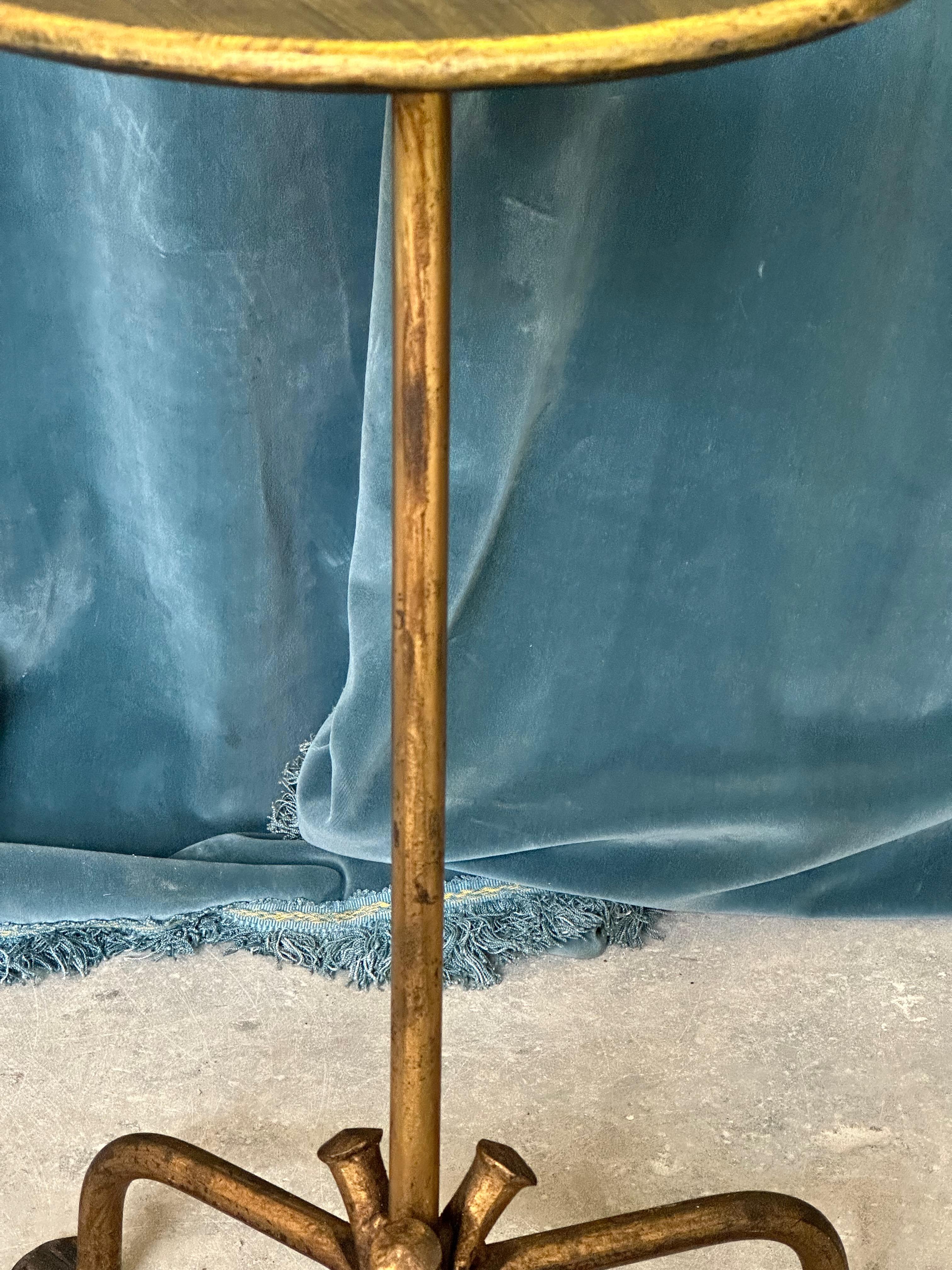 Small Gilt Iron Drinks Table on a Curved Tripod Base  For Sale 4