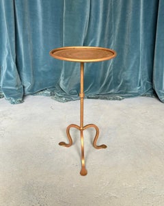 Small Gilt Iron Drinks Table on a Curved Tripod Base