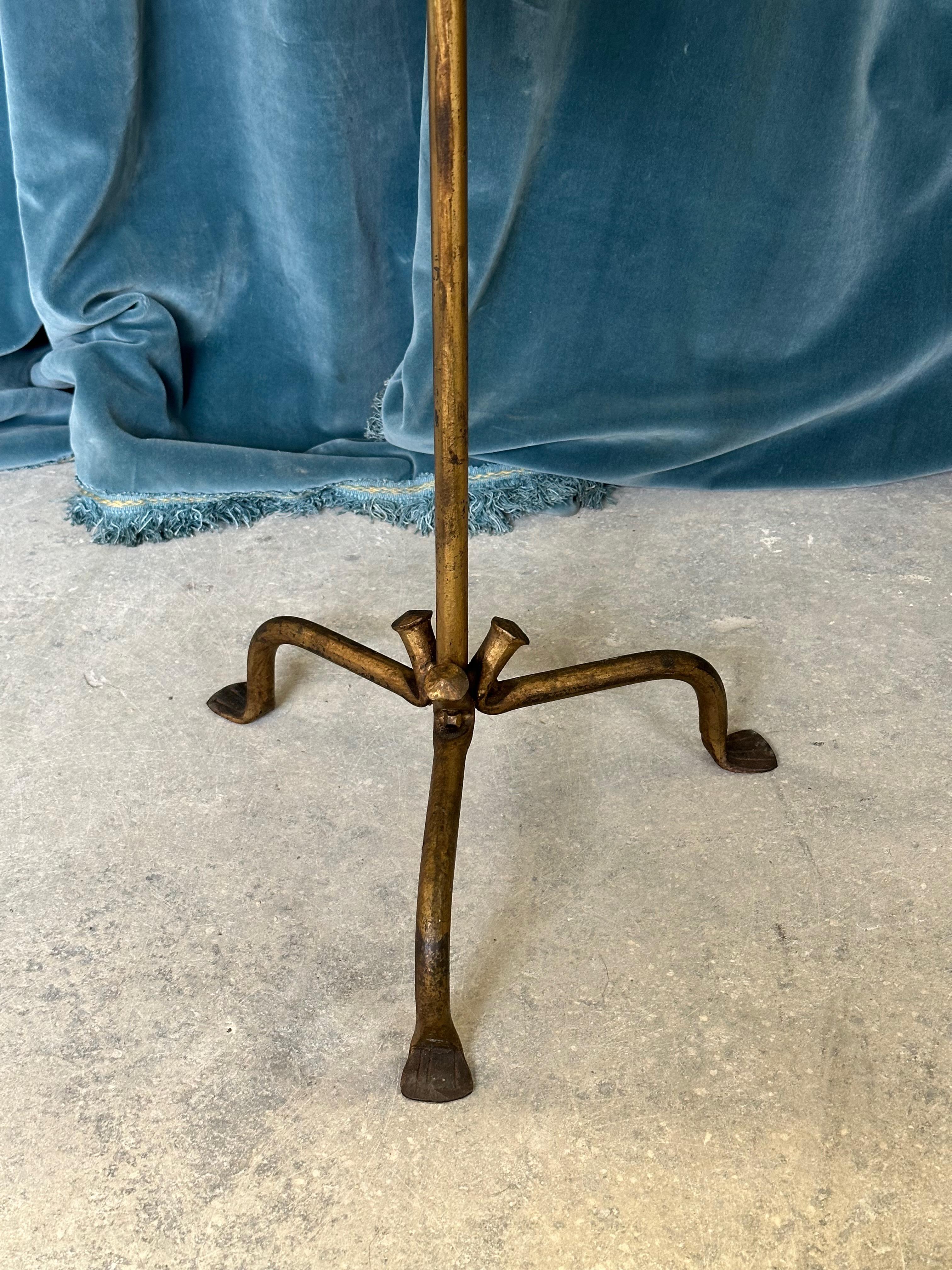 Contemporary Small Gilt Iron Drinks Table on a Curved Tripod Base  For Sale