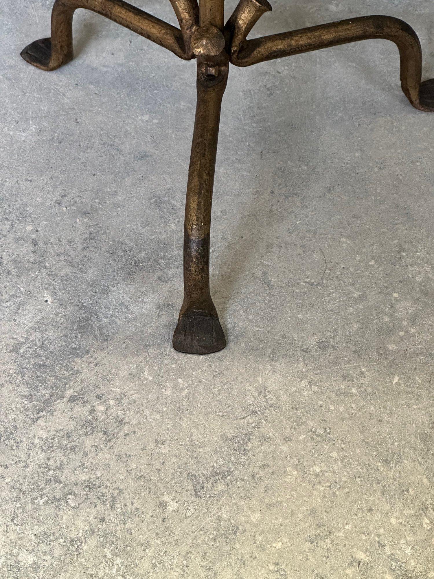 Small Gilt Iron Drinks Table on a Curved Tripod Base For Sale 2