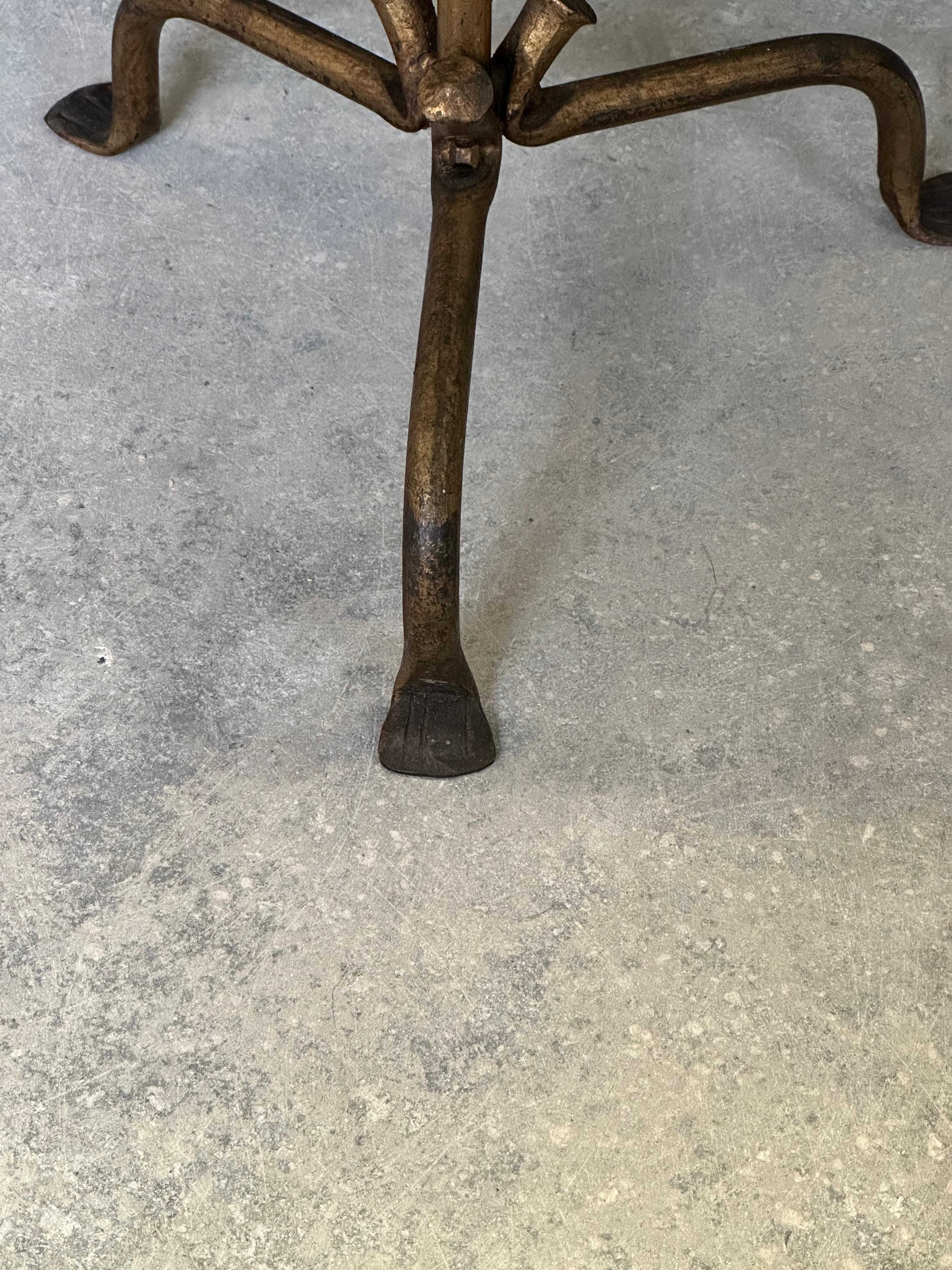 Small Gilt Iron Drinks Table on a Curved Tripod Base  For Sale 3