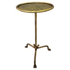 Small Gilt Iron Drinks Table on a Curved Tripod Base