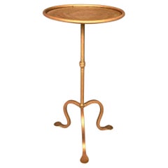 Small Gilt Iron Drinks Table on a Curved Tripod Base