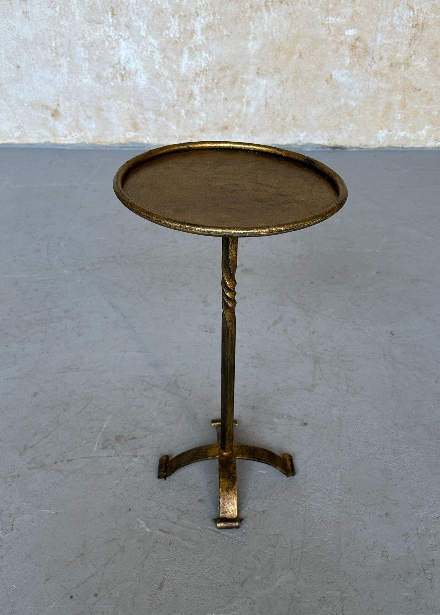 Spanish Small Gilt Iron Drinks Table on a Four Footed Base For Sale