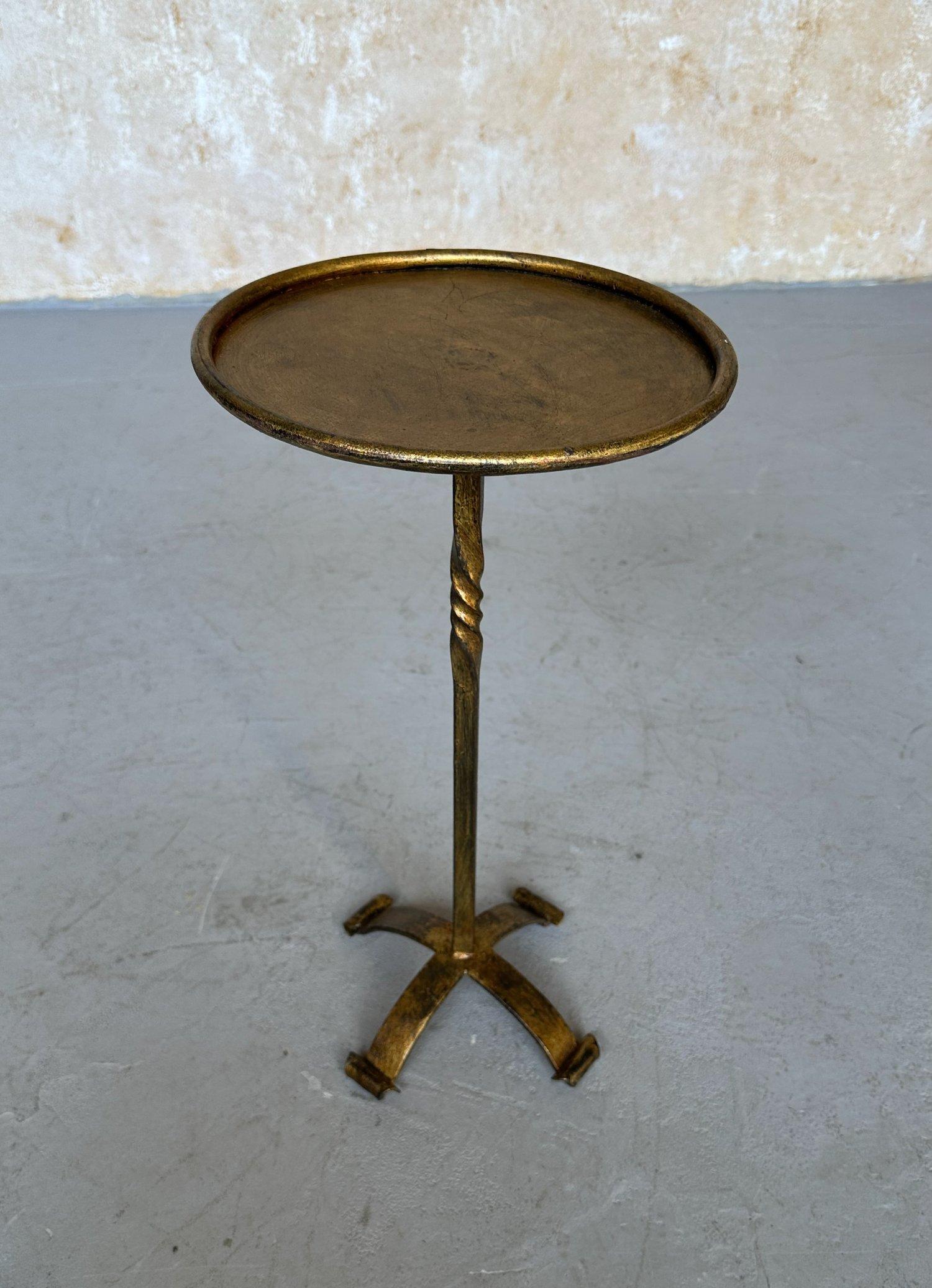 Contemporary Small Gilt Iron Drinks Table on a Four Footed Base For Sale