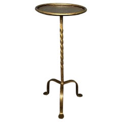 Small Gilt Iron Drinks Table with a Twisted Stem