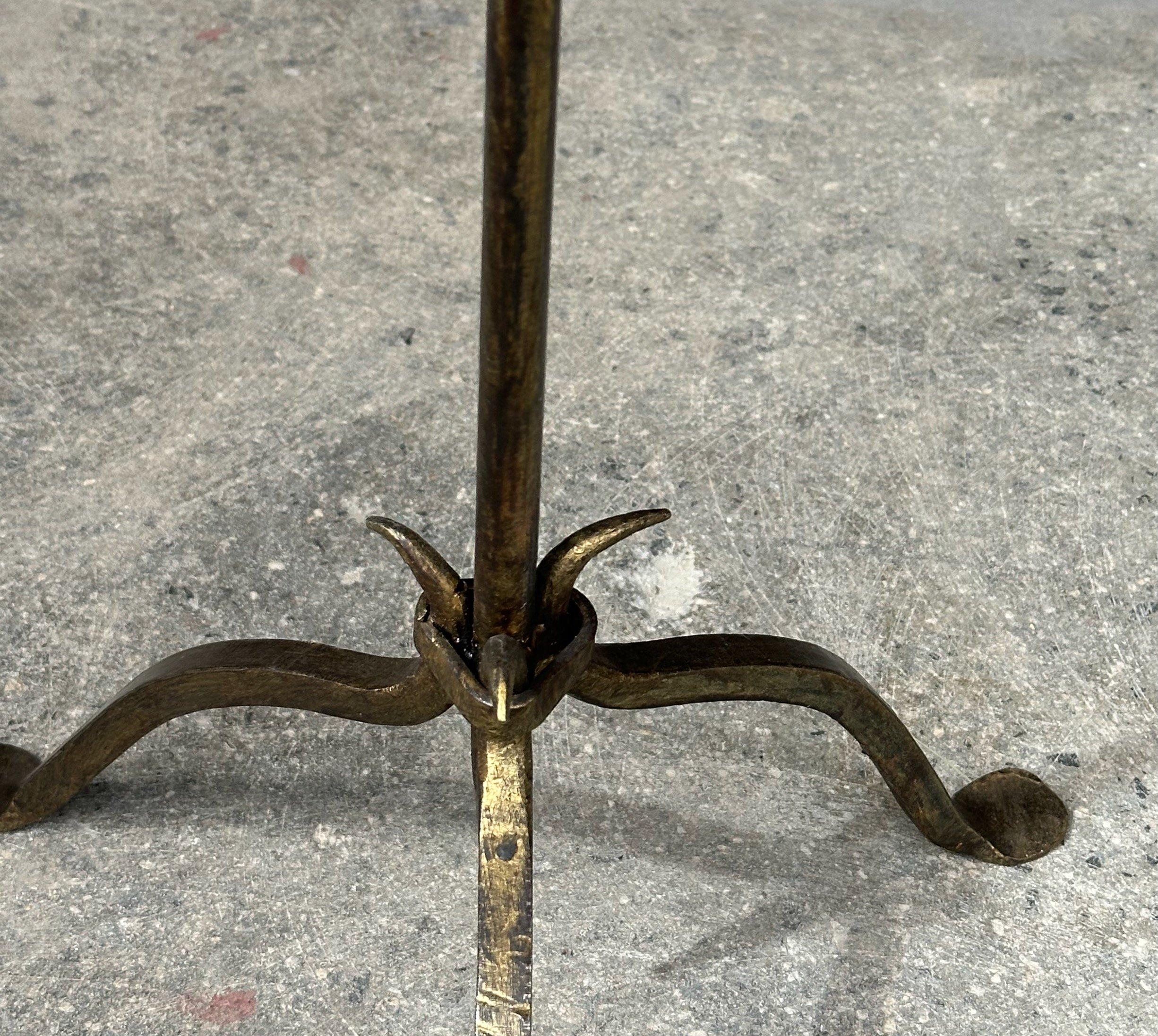 Small Gilt Iron Drinks Table With Tripod Base In Good Condition For Sale In Buchanan, NY