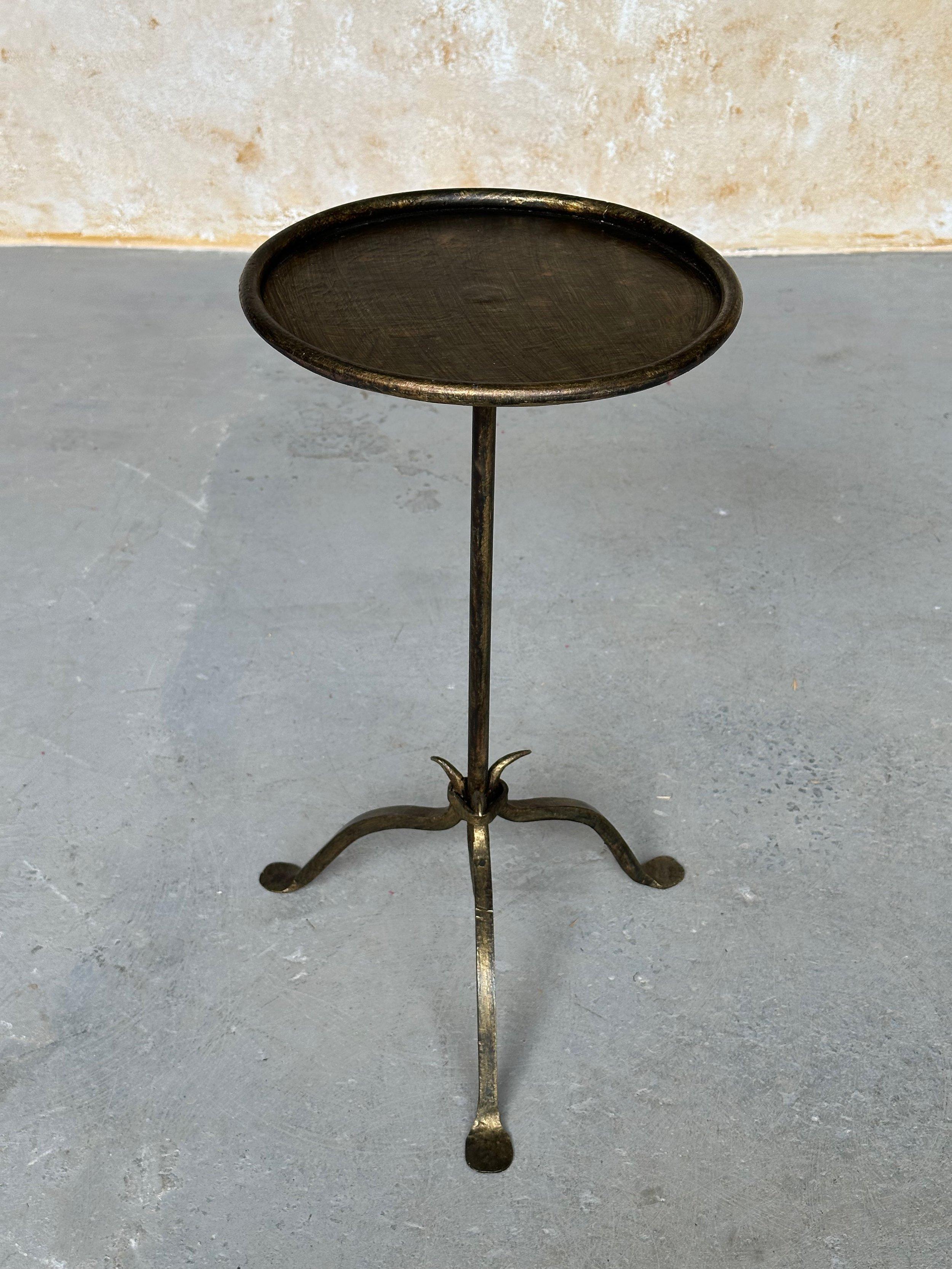 Contemporary Small Gilt Iron Drinks Table With Tripod Base For Sale