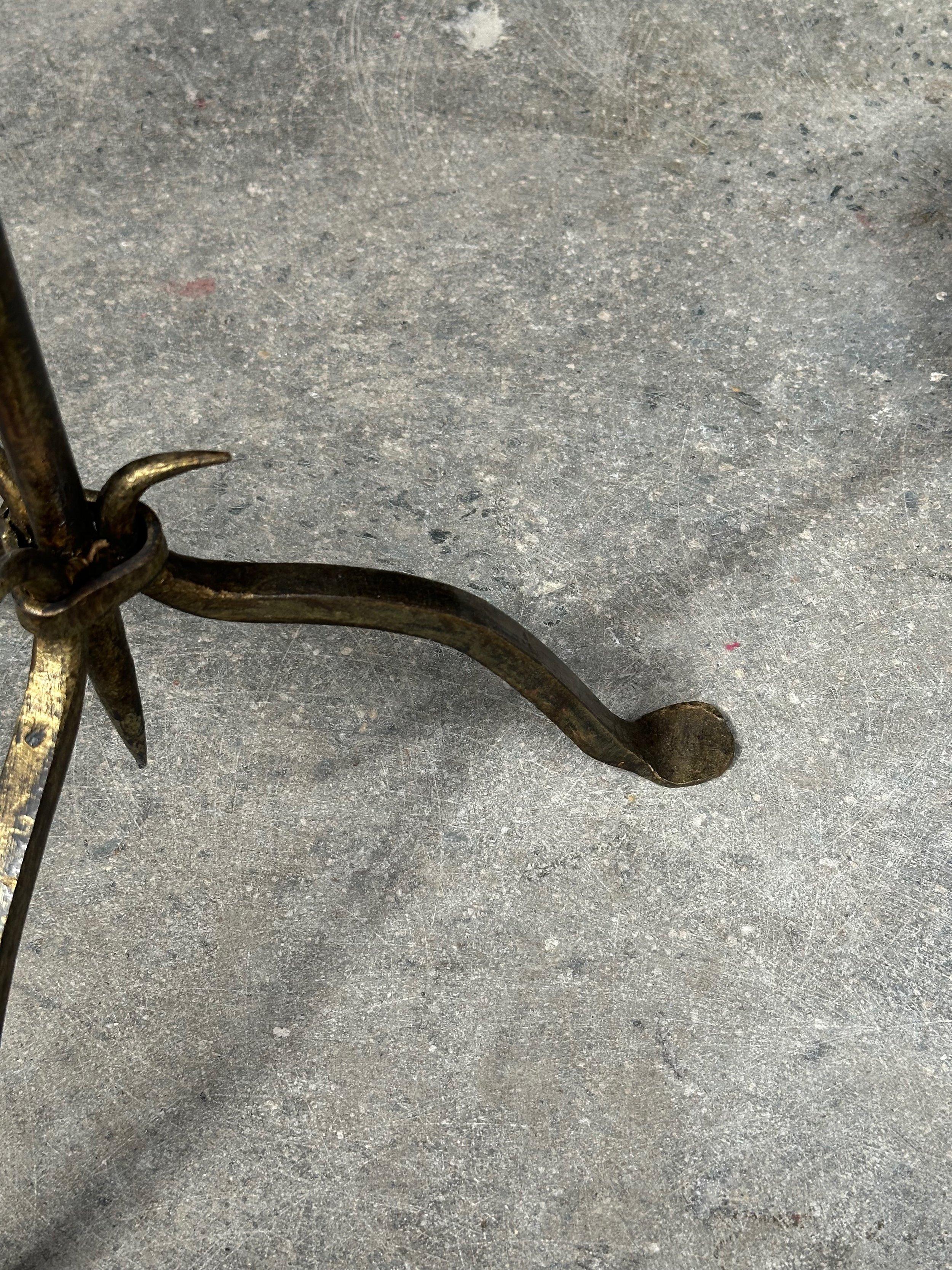 Metal Small Gilt Iron Drinks Table With Tripod Base For Sale