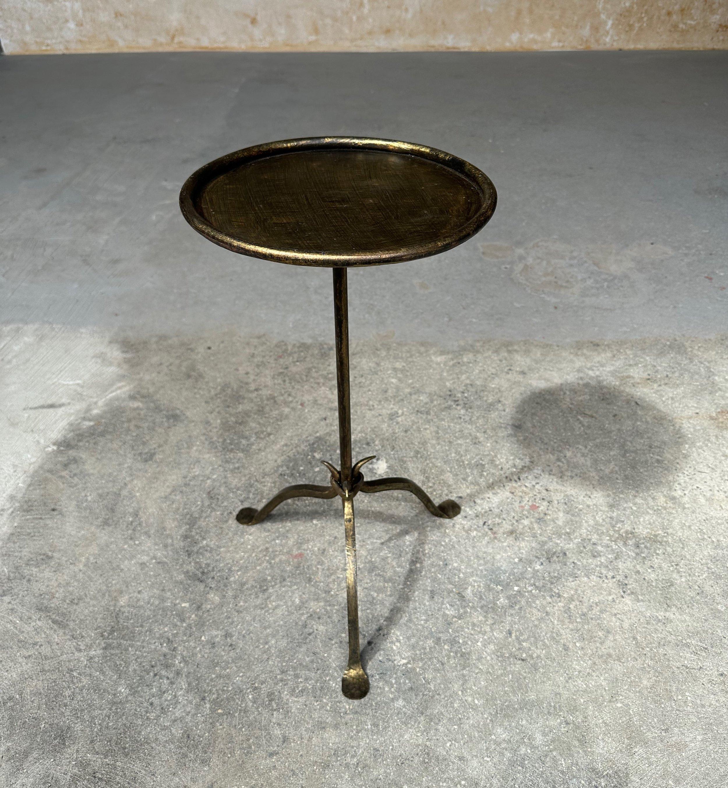 Small Gilt Iron Drinks Table With Tripod Base For Sale 1